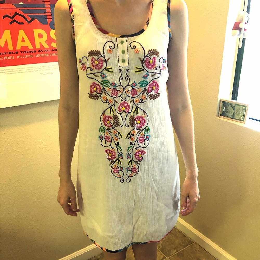 Unique Embroidered Sheer Shift Dress from India